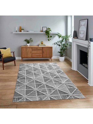 Viyana Home Dijital Baskılı Kaymaz Taban Yıkanabilir Sade Desen Yolluk Mutfak Salon Halısı, V-Sade-12-Gri,