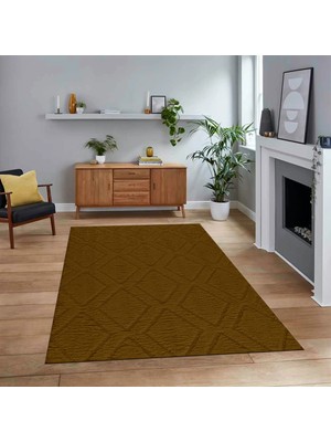 Viyana Home Dijital Baskılı Kaymaz Taban Yıkanabilir Sade Desen Yolluk Mutfak Salon Halısı, V-Sade-02-Kahve,
