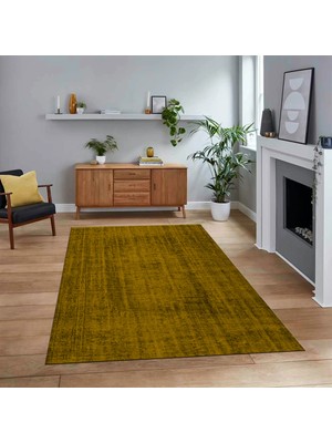Viyana Home Dijital Baskılı Kaymaz Taban Yıkanabilir Sade Desen Yolluk Mutfak Salon Halısı, V-Sade-45-Sarı,