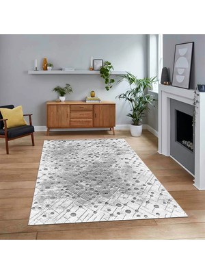 Viyana Home Dijital Baskılı Kaymaz Taban Yıkanabilir Sade Desen Yolluk Mutfak Salon Halısı, V-Sade-48-Gri,