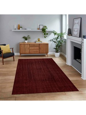 Viyana Home Dijital Baskılı Kaymaz Taban Yıkanabilir Sade Desen Yolluk Mutfak Salon Halısı, V-Sade-45-Bordo,