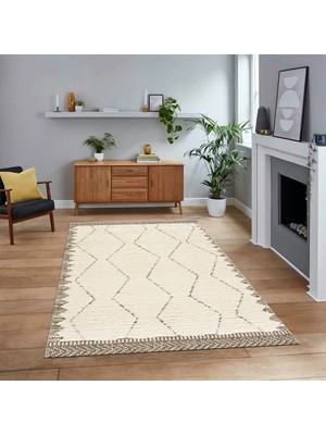 Viyana Home Dijital Baskılı Kaymaz Taban Yıkanabilir Sade Desen Yolluk Mutfak Salon Halısı, V-Sade-17-Krem,