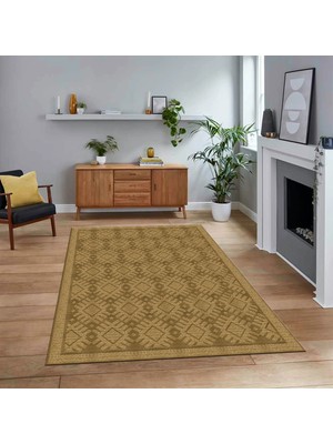 Viyana Home Dijital Baskılı Kaymaz Taban Yıkanabilir Sade Desen Yolluk Mutfak Salon Halısı, V-Sade-19-Kahve,