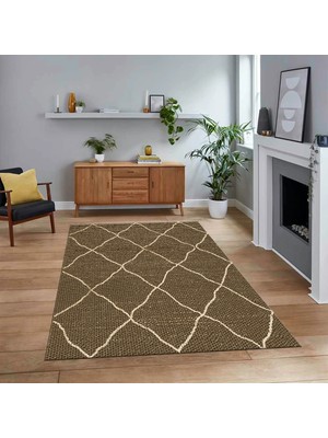 Viyana Home Dijital Baskılı Kaymaz Taban Yıkanabilir Sade Desen Yolluk Mutfak Salon Halısı, V-Sade-22-Kahve,