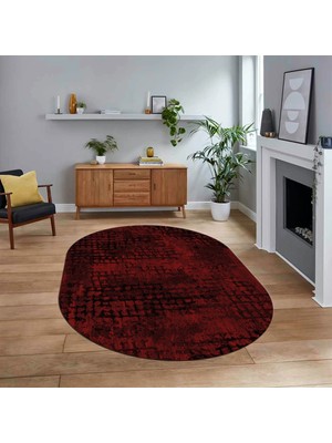 Viyana Home Dijital Baskılı Kaymaz Yıkanabilir Sade Desen Oval Yolluk Mutfak Salon Halısı, V-O-Sade-16-Bordo,