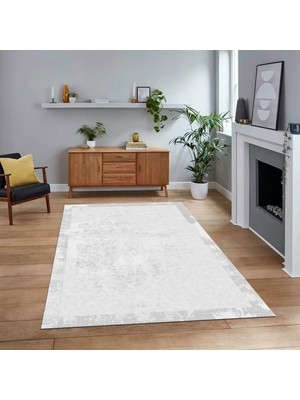 Viyana Home Dijital Baskılı Kaymaz Taban Yıkanabilir Sade Desen Yolluk Mutfak Salon Halısı, V-Sade-36-Beyaz,