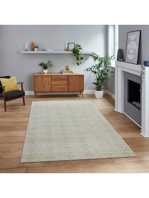 Viyana Home Dijital Baskılı Kaymaz Taban Yıkanabilir Sade Desen Yolluk Mutfak Salon Halısı, V-Sade-47-Krem,