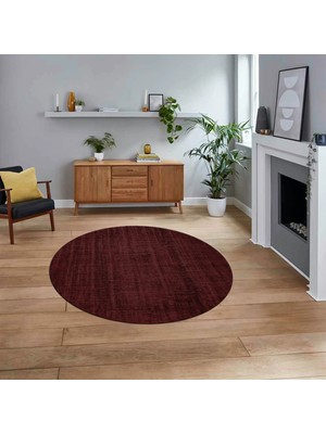 Viyana Home Dijital Baskılı Kaymaz Yıkanabilir Sade Desen Yuvarlak Mutfak Salon Halısı, V-Y-Sade-45-Bordo,
