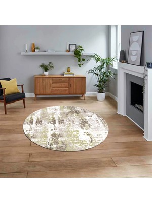 Viyana Home Dijital Baskılı Kaymaz Yıkanabilir Sade Desen Yuvarlak Mutfak Salon Halısı, V-Y-Sade-44-Bej,