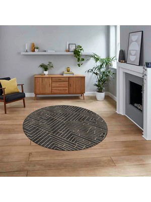 Viyana Home Dijital Baskılı Kaymaz Yıkanabilir Sade Desen Yuvarlak Mutfak Salon Halısı, V-Y-Sade-11-Vizon,