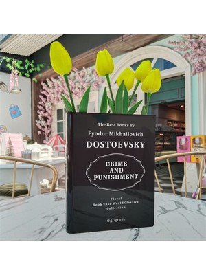 Gri Grafik Dostoyevsky Siyah Kitap Vazo Dünya Klasikleri Koleksiyonu