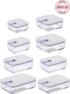 Neoflam Perfect Seal 8 Parça Cam Saklama Kabı Bej