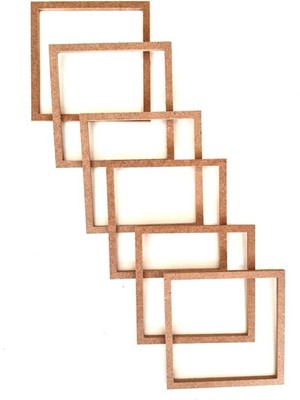 Dekolobi 18 cm Kare Makrome Kasnak 6'lı Set Ham MDF Malzeme Düş Kapanı İçin Uygun