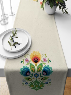 Bertille Home Flower Serisi 140X40 cm Dijital Baskılı Runner