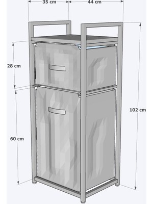 Dehalimited DH11 Raflı Çamaşır Sepeti Banyo Dolabı Kirli Sepetli Banyo Düzenleyici Çamaşırlık