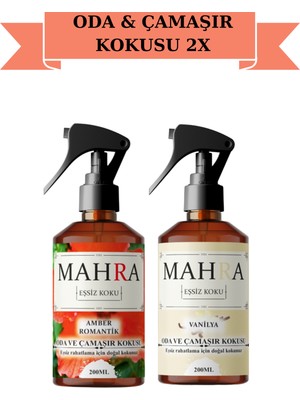 Mahra Shop Mahrashop Vanilya Amber Romantik Oda ve Çamaşır Spreyi Oda Kokusu  Room Spray 2'li Set 200ML