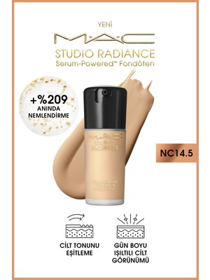 Mac Studio Radiance Serum-powered™ Işıltılı Bitişli Cilt Bakımı Etkili Fondöten - Nc14.5 - 30ml