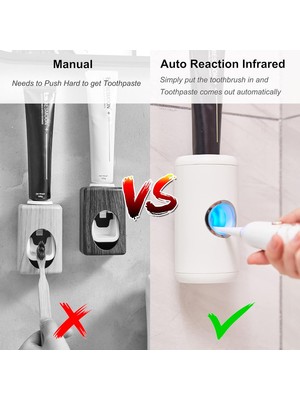 Fsfeng Diş Macunu Dispenseri, Tuvalet Banyosu Için Duvara Monte Sensörlü Otomatik Elektrikli Diş Macunu Sıkacağı (Siyah) (Yurt Dışından)