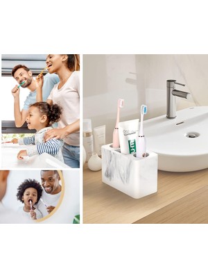 Fsfeng Diş Fırçası Tutucu, 3 Yuvalı Elektrikli Diş Fırçası ve Diş Macunu Tutucu, Banyo Tezgahı Depolama Banyo Aksesuarları Vanity Counter Organizer Caddy Için Diş Fırçası Standı - Çakıl B (Yurt Dışından)