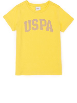 U.S. Polo Assn. Kız Çocuk Sarı Bisiklet Yaka Basic Tişört 50283360-VR044