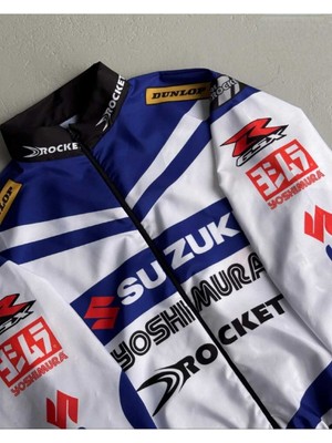 Lushen Unisex Siyah Dijital Tasarım Baskılı Fermuarlı Yağmurluk & Rüzgarlık Mavi Renkli Su Geçirmez