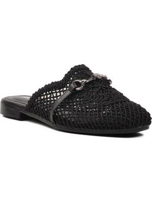 Pierre Cardin PC-53128 Siyah Kadın Örgülü Terlik