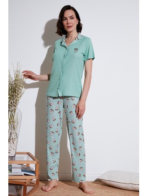 Lela Regular Fit Gömlek Yaka Kısa Kollu Pijama Takımı Bayan Pijama Takımı 65740102