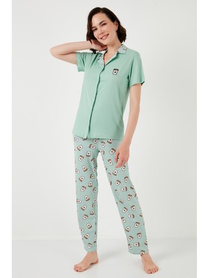 Lela Regular Fit Gömlek Yaka Kısa Kollu Pijama Takımı Bayan Pijama Takımı 65740102