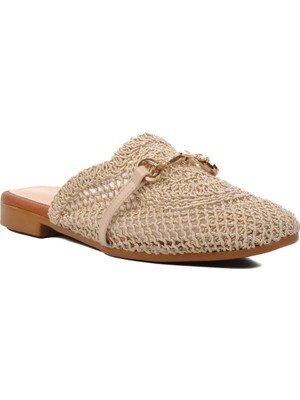 Pierre Cardin PC-53128 Bej Kadın Örgülü Terlik