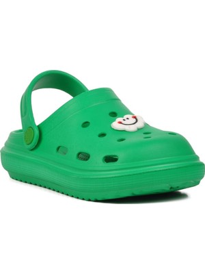 Ayakmod 755-F Yeşil Çocuk Sabo Terlik Erkek Çocuklar İçin Konforlu Eva Malzemeden