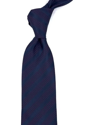 Kravatkolik Lacivert - Mürdüm Çizgi Desen Mendilli Klasik Kravat KK12311