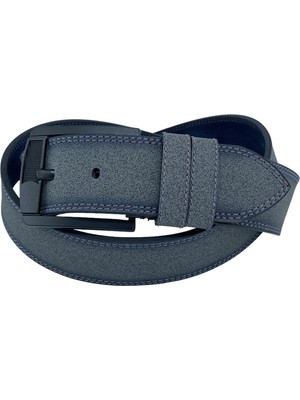 Süzer Deri Gri Suni Deri Çift Dikişli 4.5 Cm. Genişlik Unisex Spor Kemer - 4515-11