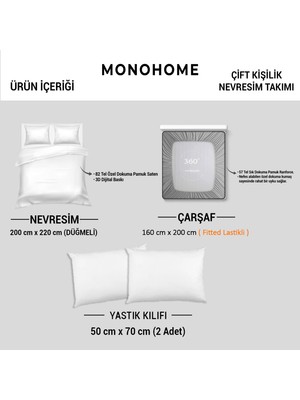 Monohome Anneler Günü %100 Pamuk Percale Çeyizlik Luxury 5d Dijital Çift Kişilik Nevresim Takımı Turkuaz