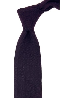 Kravatkolik Koyu Bordo Ekose Desen Mendilli Klasik Yün Kravat KK12119