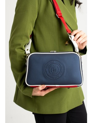 Just Polo Kadın Yeni Sezon Orta Boy Tommy Desen Lakoste Kumaş 5 Bölmeli Postacı Omuz Çantası TR1189