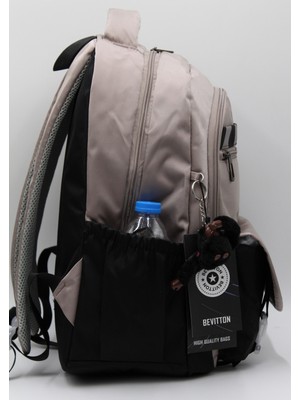 Giray Collection Suya Itici Özel Kumaş Vizon-Siyah Okul Sırt Çantası 34300