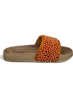 Pienn 20603 Boncuklu Terlik - Bronz - 40