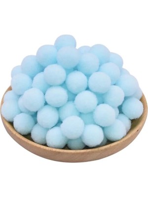 Yumuşak Keçe Peluş Ponpon Bebe Mavisi 2 cm 50 Adet