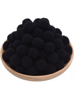 Yumuşak Keçe Siyah Yumuşak Ponpon Peluş 100 Adet 2cm El İşi Projeleri için Yumuşak Doku ve Zarif Görünüm