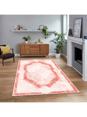 Viyana Home Dijital Baskılı Kaymaz Taban Yıkanabilir Klasik Desen Yolluk Salon Halısı, V-Klasik-01-Kırmızı,