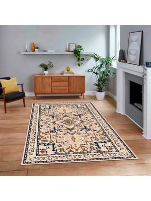 Viyana Home Dijital Baskılı Kaymaz Taban Yıkanabilir Klasik Desen Yolluk Salon Halısı, V-Klasik-10-Antrasit,