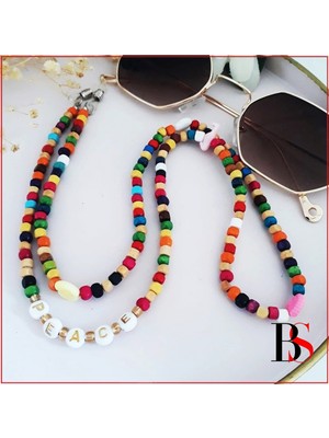 BijuStore Karışık Renk Bambu Boncuk Kadın Gözlük Zinciri