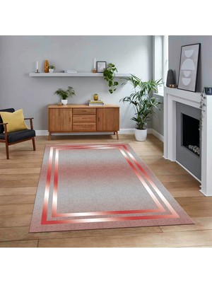 Viyana Home Dijital Baskılı Kaymaz Taban Yıkanabilir Çerçeveli Mutfak Salon Halısı, V-Çerçeveli-39-Kırmızı,