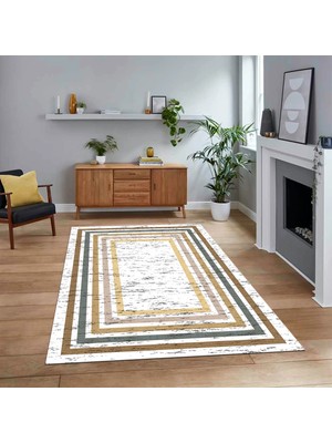 Viyana Home Dijital Baskılı Kaymaz Taban Yıkanabilir Çerçeveli Mutfak Salon Halısı, V-Çerçeveli-41-Renkli,