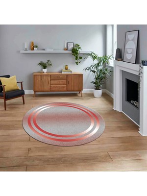 Viyana Home Dijital Kaymaz Taban Yıkanabilir Yuvarlak Çerçeveli Mutfak Salon Halısı, V-Y-Çerçeveli-39-Kırmızı,