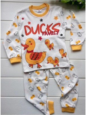 Bilge Trend Kız Erkek Çocuk Ördekli Pijama Takımı