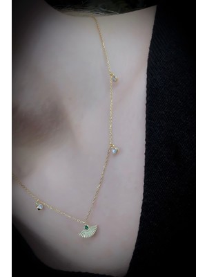 Sunshine 925 Ayar Yeşil Taşlı Tasarım Kolye