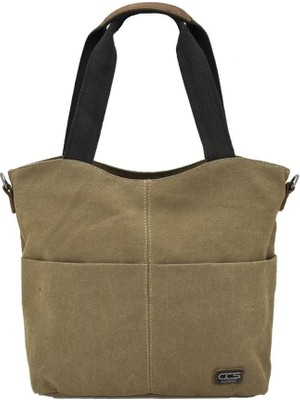 Çanta Yurdu Ççs 31489 Çift Bölmeli Kanvas Kadın El ve Omuz Çanta Kahve