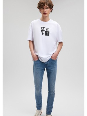 Mavi Logo Baskılı Beyaz Tişört  0612005-620