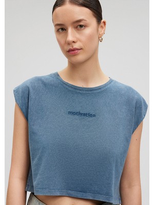 Mavi Baskılı Mavi Crop TIŞÖRT1612502-70789